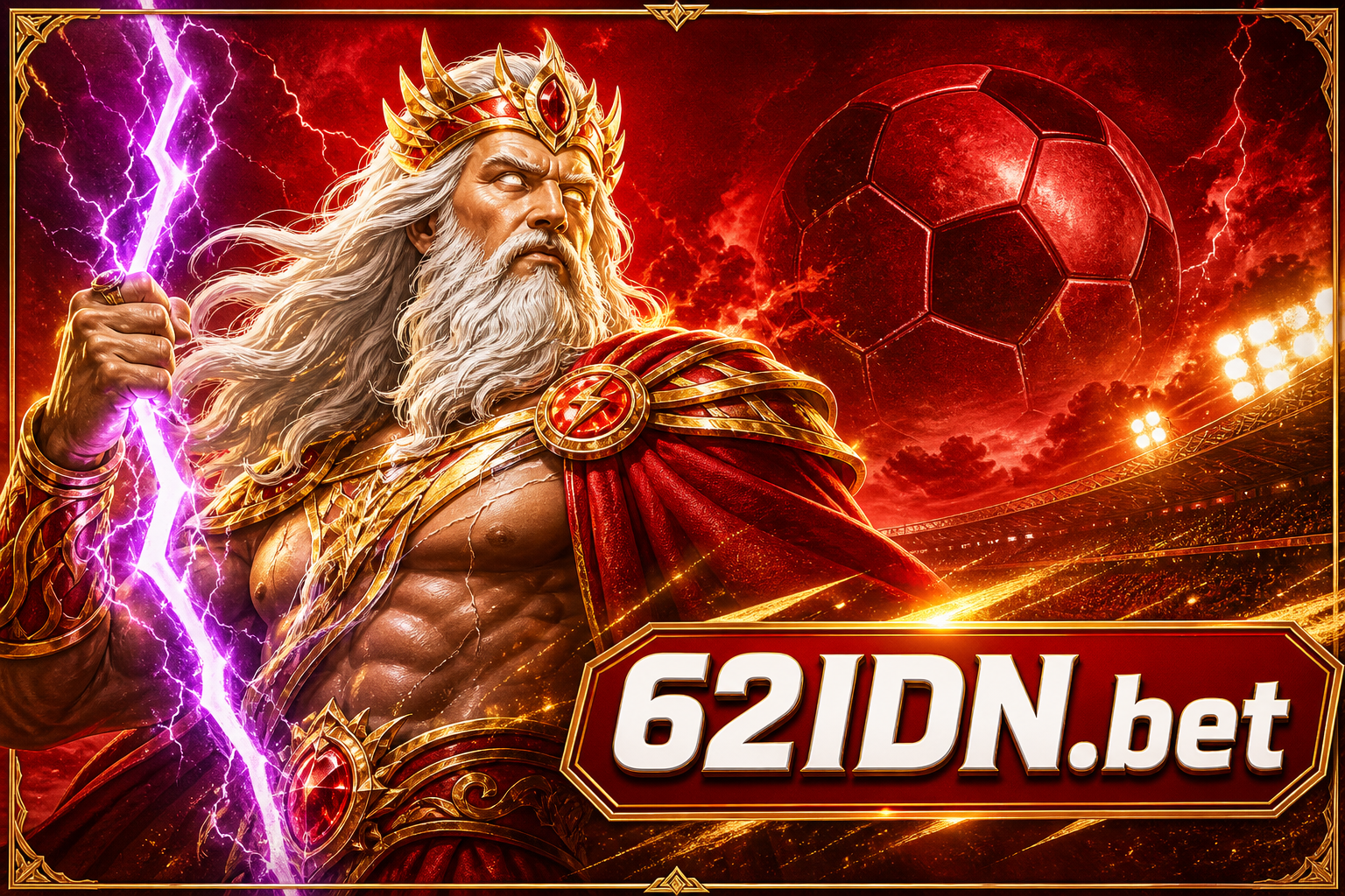 Tampilan identitas 62IDN.bet dengan tema taruhan yang kuat.